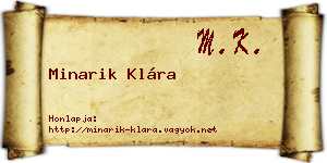Minarik Klára névjegykártya